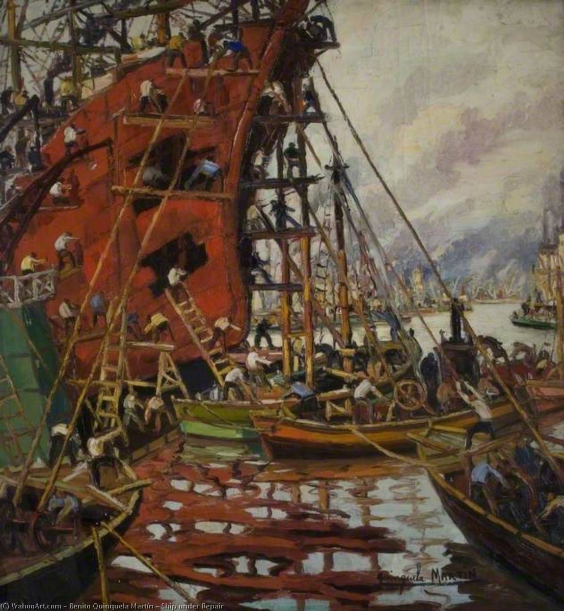 Wikoo.org - موسوعة الفنون الجميلة - اللوحة، العمل الفني Benito Quinquela Martín - Ship under Repair
