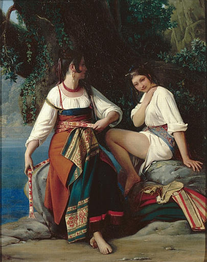 Wikioo.org - The Encyclopedia of Fine Arts - Painting, Artwork by Louis Léopold Robert - Deux baigneuses, costume de Saint Donatien