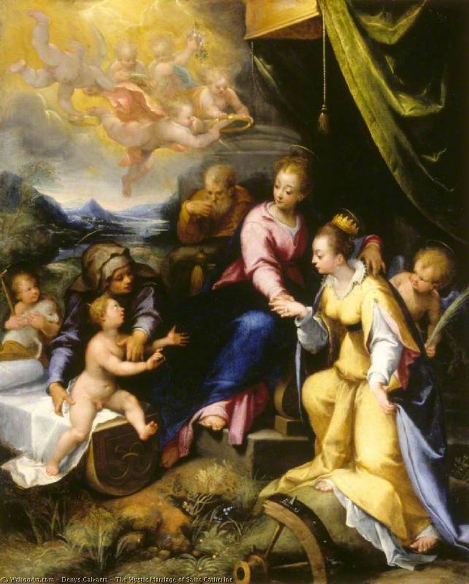 WikiOO.org - Encyclopedia of Fine Arts - Schilderen, Artwork Denys Calvaert - The Mystic Marriage of Saint Catherine