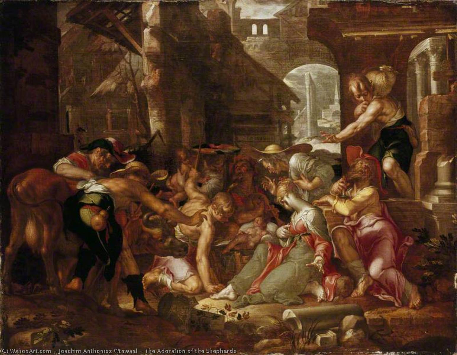 WikiOO.org - אנציקלופדיה לאמנויות יפות - ציור, יצירות אמנות Joachim Antonisz Wtewael - The Adoration of the Shepherds