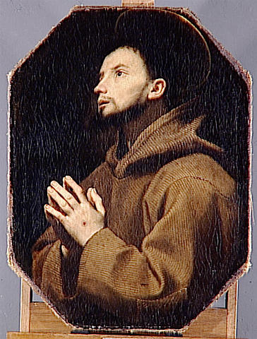 Wikioo.org - The Encyclopedia of Fine Arts - Painting, Artwork by Lorenzo Lippi - SAINT FRANCOIS D'ASSISE EN PRIERE