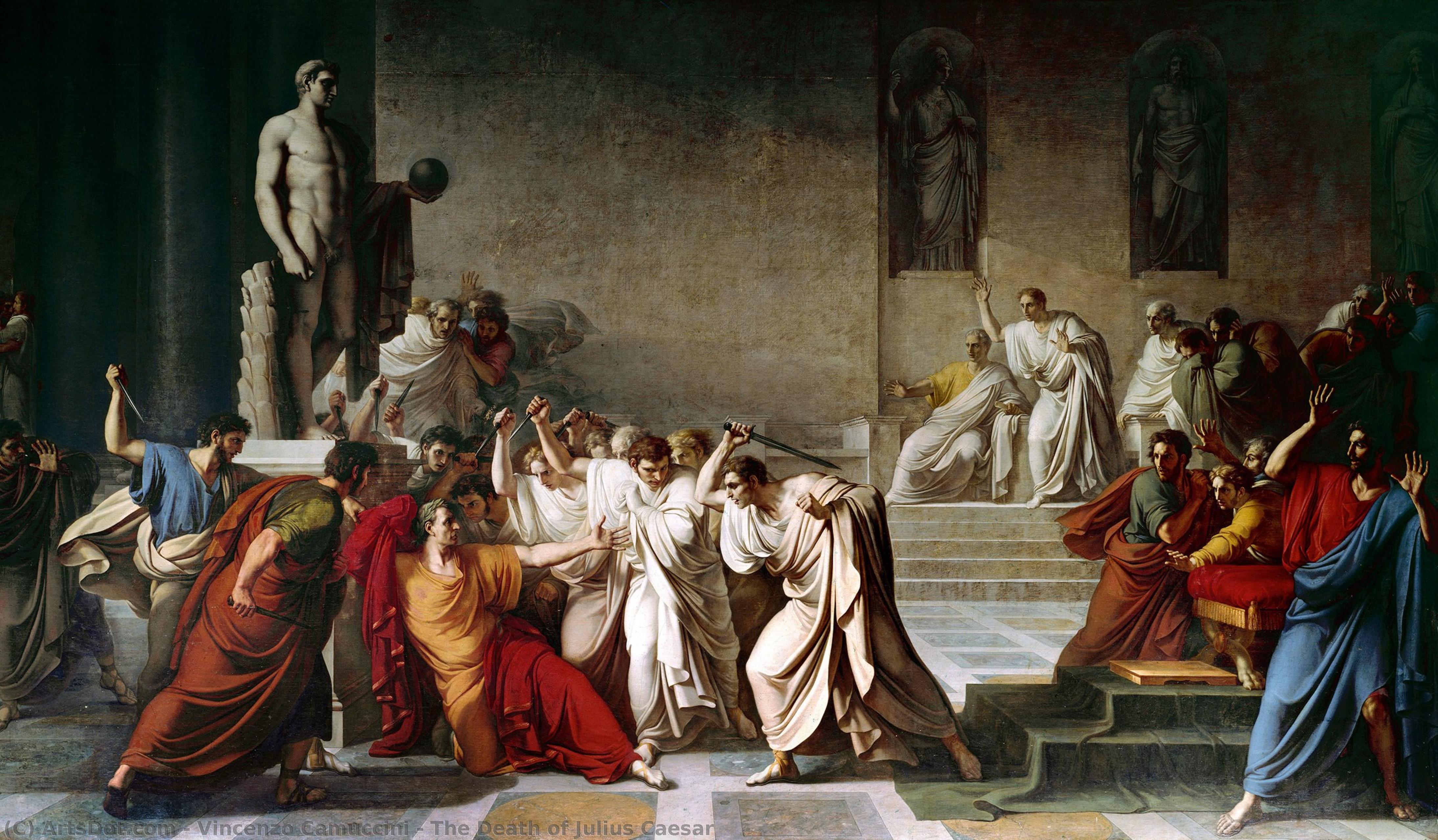 Wikioo.org - The Encyclopedia of Fine Arts - Painting, Artwork by Vincenzo Camuccini - The Death of Julius Caesar