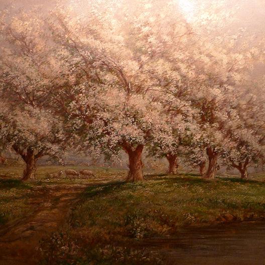Wikioo.org – L'Enciclopedia delle Belle Arti - Pittura, Opere di Verner Moore White - paesaggio con  mela  fiori  pittura