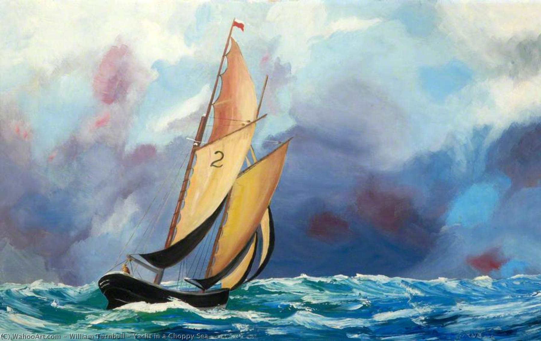 Wikioo.org - The Encyclopedia of Fine Arts - Painting, Artwork by William Turnbull - Yacht in a Choppy Sea