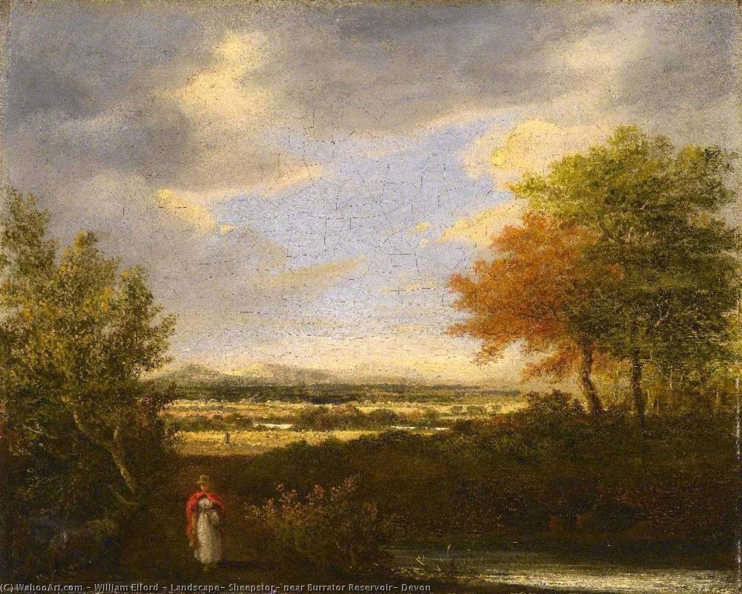 Wikioo.org - The Encyclopedia of Fine Arts - Painting, Artwork by William Elford - Landscape, Sheepstor, near Burrator Reservoir, Devon