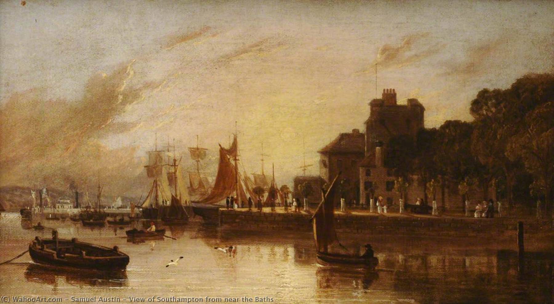 Wikioo.org - The Encyclopedia of Fine Arts - Painting, Artwork by Samuel Austin - View of Southampton from near the Baths