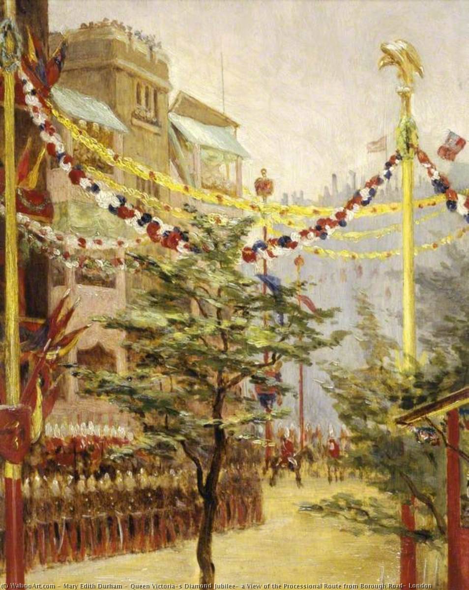 Wikioo.org - The Encyclopedia of Fine Arts - Painting, Artwork by Mary Edith Durham - Queen Victoria's Diamond Jubilee, a View of the Processional Route from Borough Road, London