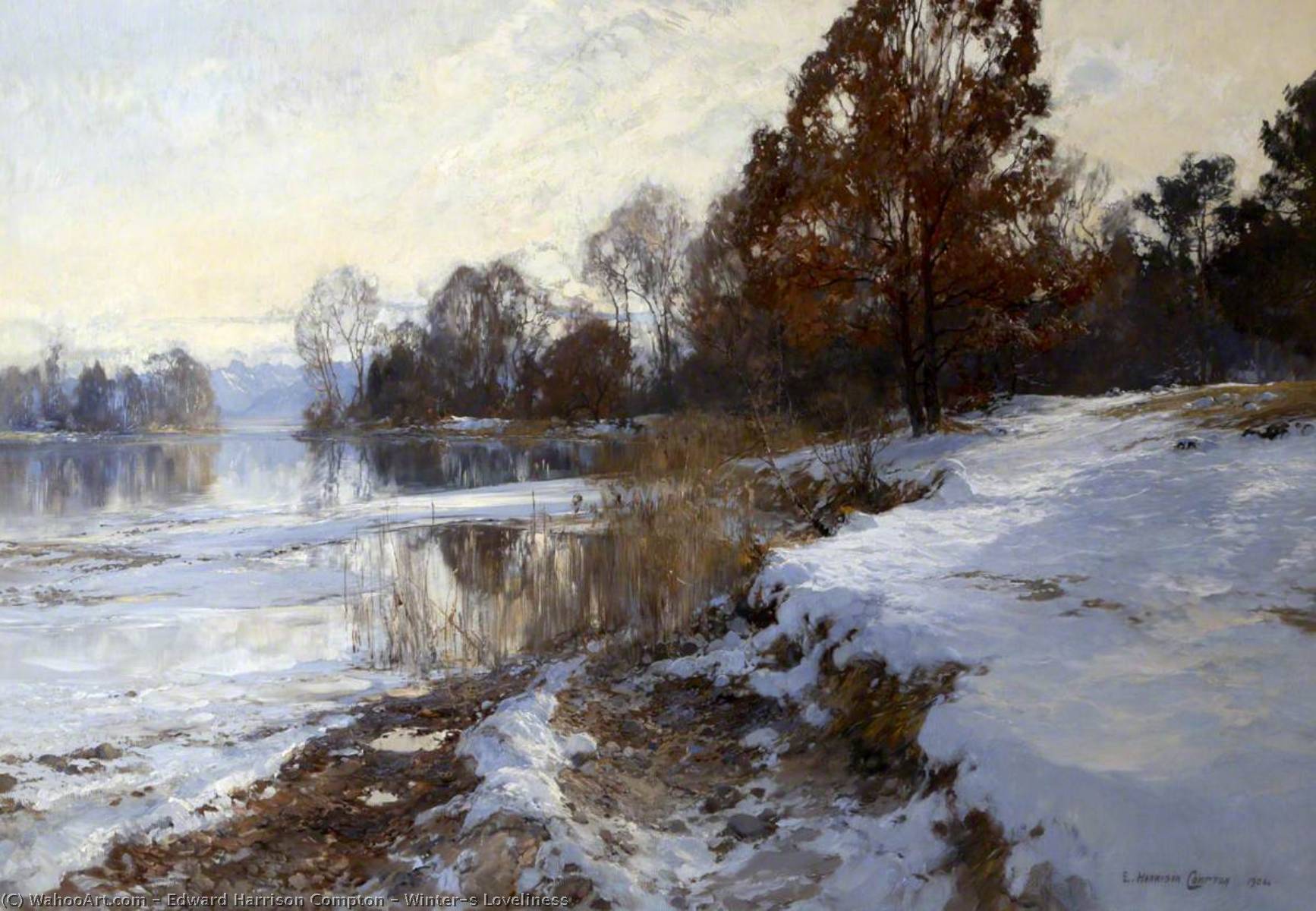 Wikioo.org - The Encyclopedia of Fine Arts - Painting, Artwork by Edward Harrison Compton - Winter's Loveliness