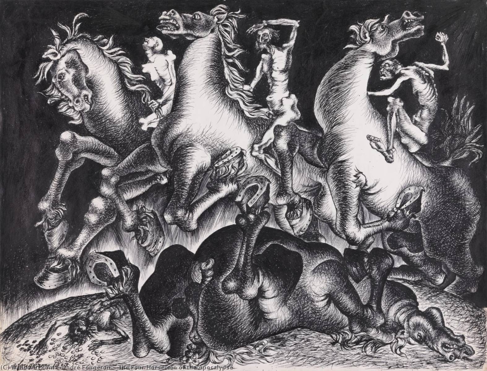 Wikioo.org - Bách khoa toàn thư về mỹ thuật - Vẽ tranh, Tác phẩm nghệ thuật André Fougeron - The Four Horsemen of the Apocalypse