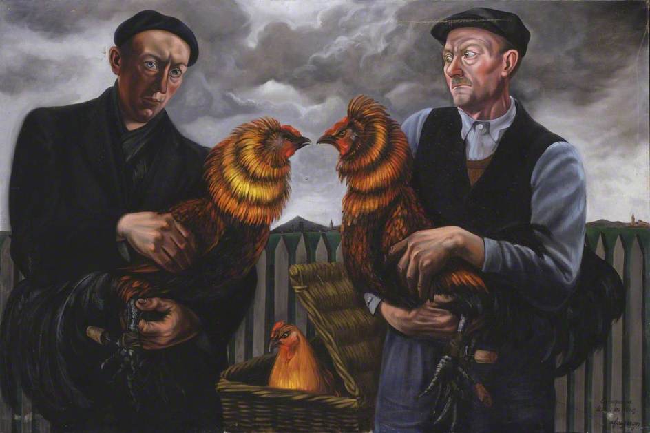 Wikioo.org - The Encyclopedia of Fine Arts - Painting, Artwork by André Fougeron - The Cock Fighters (Les Coqueleux)