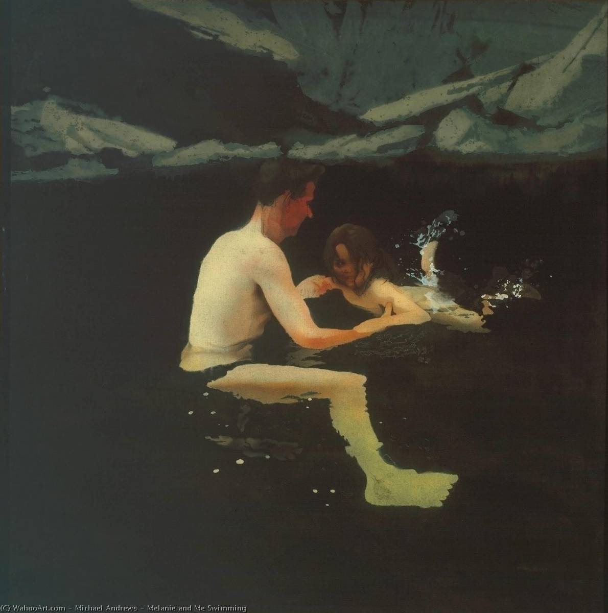 WikiOO.org - Encyclopedia of Fine Arts - Lukisan, Artwork Michael Andrews - Melanie and Me Swimming