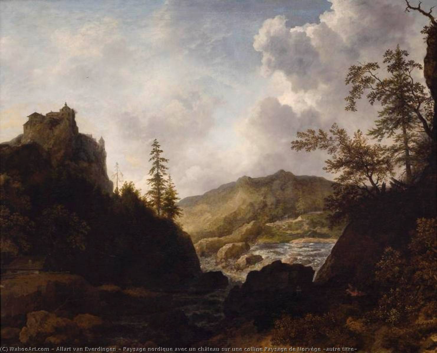 Wikioo.org - The Encyclopedia of Fine Arts - Painting, Artwork by Allart Van Everdingen - Paysage nordique avec un château sur une colline Paysage de Norvège (autre titre)