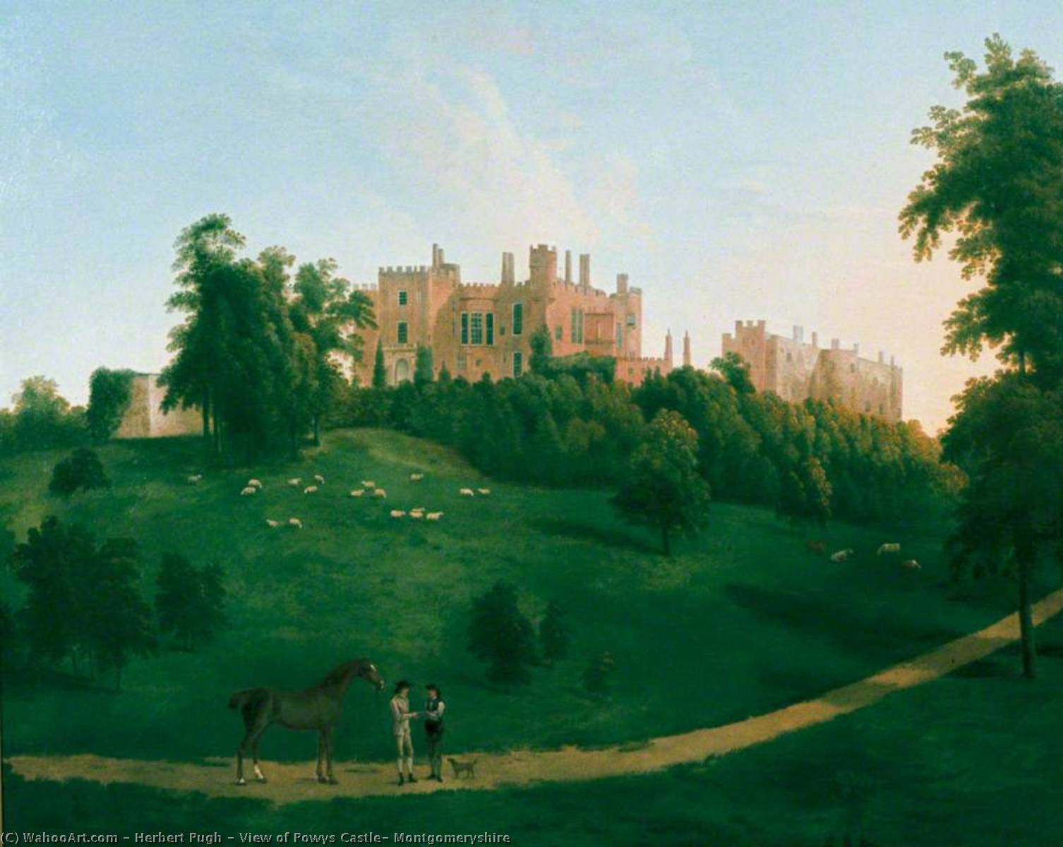 WikiOO.org - Енциклопедия за изящни изкуства - Живопис, Произведения на изкуството Herbert Pugh - View of Powys Castle, Montgomeryshire