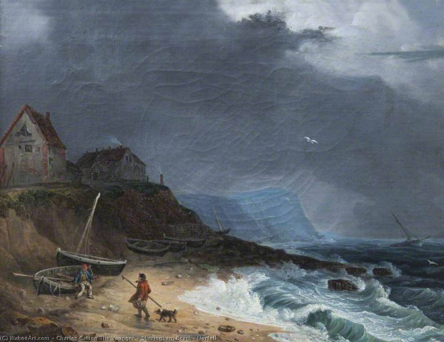 Wikioo.org - The Encyclopedia of Fine Arts - Painting, Artwork by Charles Catton The Younger - Sheringham Beach, Norfolk