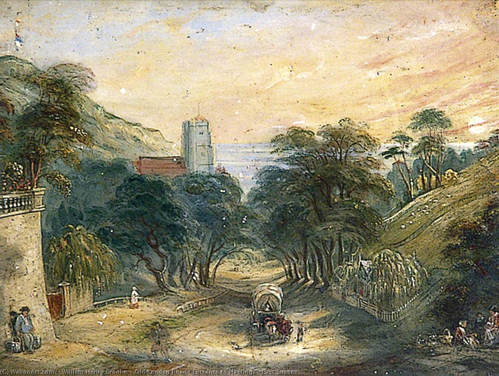 Wikioo.org - The Encyclopedia of Fine Arts - Painting, Artwork by William Henry Brooke - Old London Road, Entrance to Hastings, East Sussex