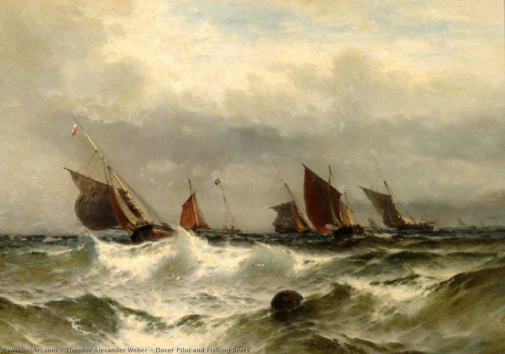 WikiOO.org - Encyclopedia of Fine Arts - Lukisan, Artwork Theodor Alexander Weber - Dover Pilot and Fishing Boats