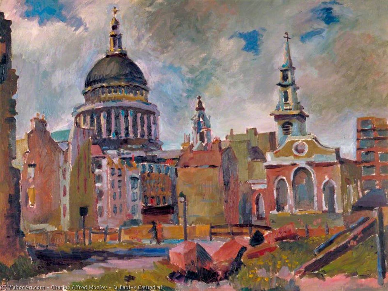 Wikioo.org - The Encyclopedia of Fine Arts - Painting, Artwork by Charles Alfred Mozley - St Paul's Cathedral