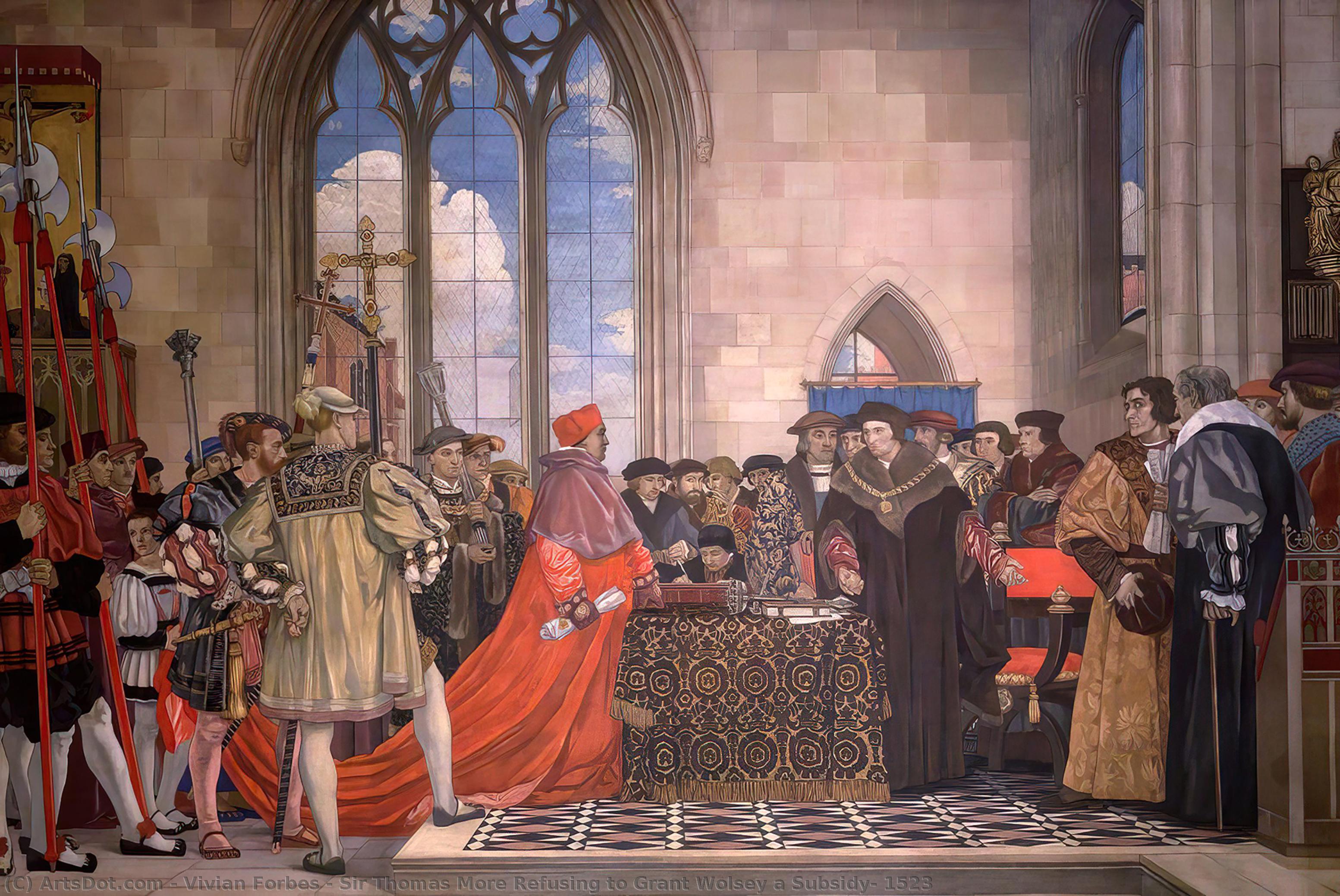 Wikioo.org - The Encyclopedia of Fine Arts - Painting, Artwork by Vivian Forbes - Sir Thomas More Refusing to Grant Wolsey a Subsidy, 1523