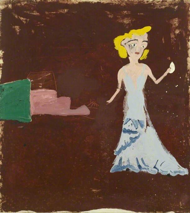 Wikioo.org - The Encyclopedia of Fine Arts - Painting, Artwork by Rose Wylie - Girl on Liner