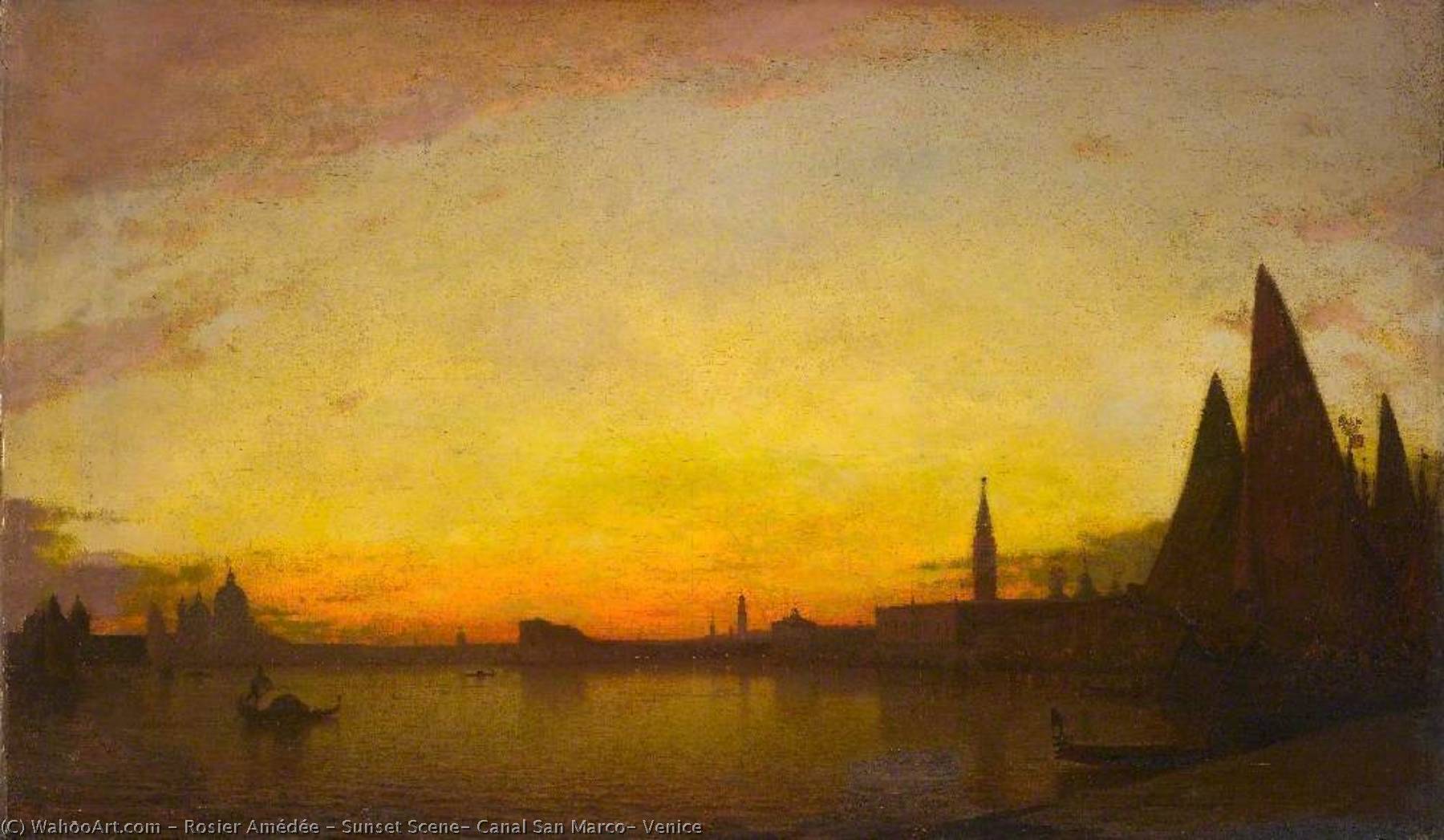 Wikioo.org - The Encyclopedia of Fine Arts - Painting, Artwork by Amédée Rosier - Sunset Scene, Canal San Marco, Venice
