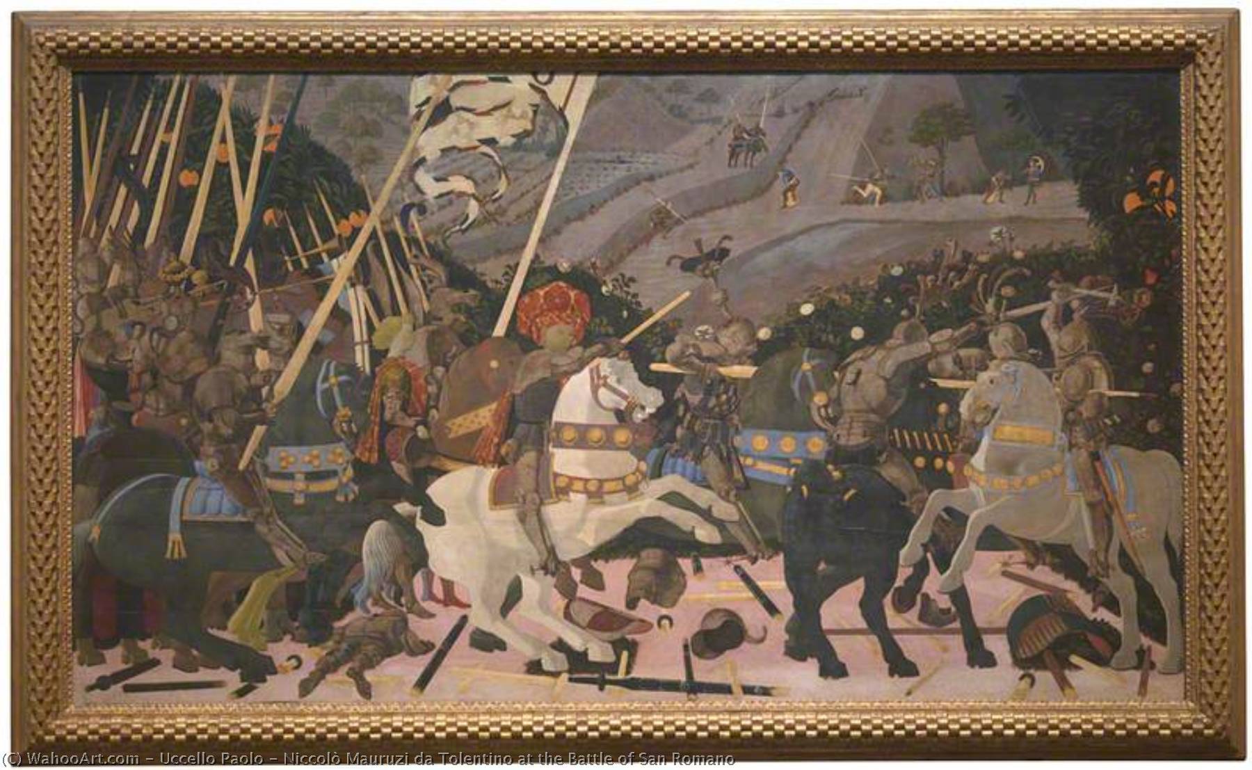 Wikioo.org - The Encyclopedia of Fine Arts - Painting, Artwork by Paolo Uccello - Niccolò Mauruzi da Tolentino at the Battle of San Romano