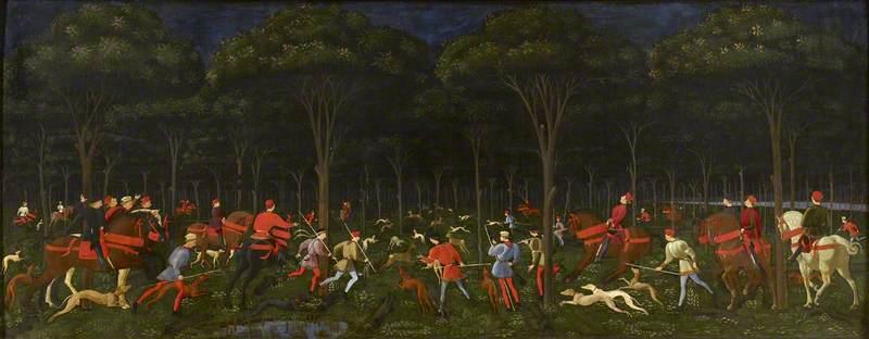 Wikioo.org - สารานุกรมวิจิตรศิลป์ - จิตรกรรม Paolo Uccello - The Hunt in the Forest