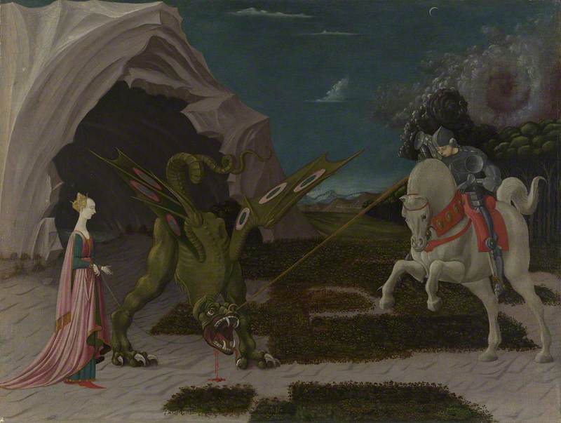 WikiOO.org – 美術百科全書 - 繪畫，作品 Paolo Uccello - 圣乔治 和  的  龙