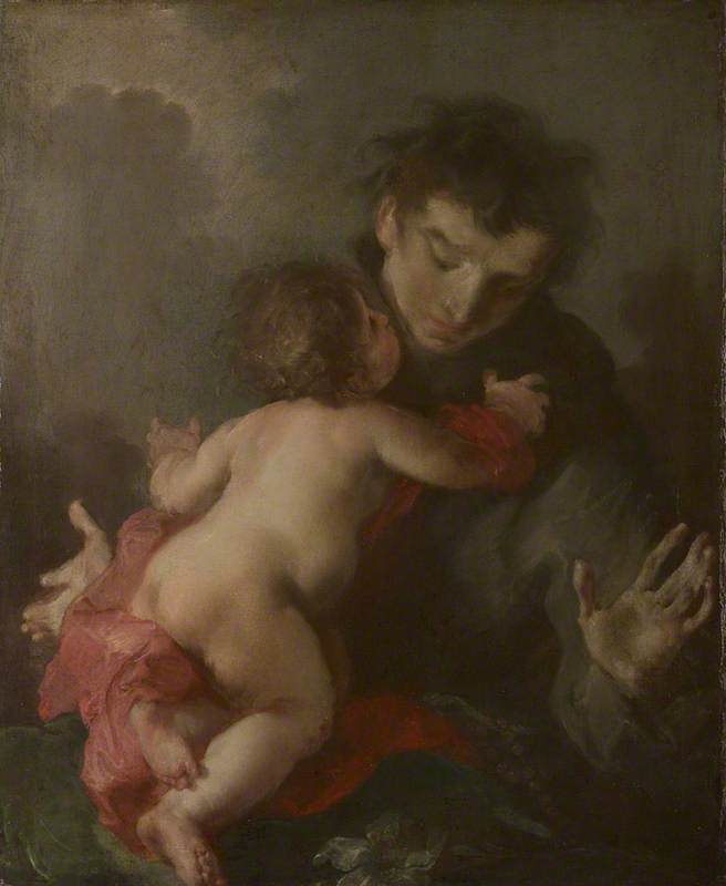 Wikioo.org - The Encyclopedia of Fine Arts - Painting, Artwork by Giuseppe Bazzani - Saint Anthony of Padua with the Infant Christ