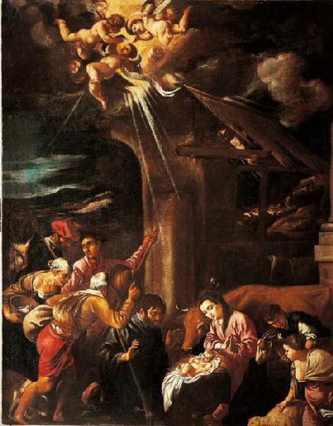 Wikioo.org - The Encyclopedia of Fine Arts - Painting, Artwork by Pedro Orrente - L'Adoration des bergers Adoración de los pastores