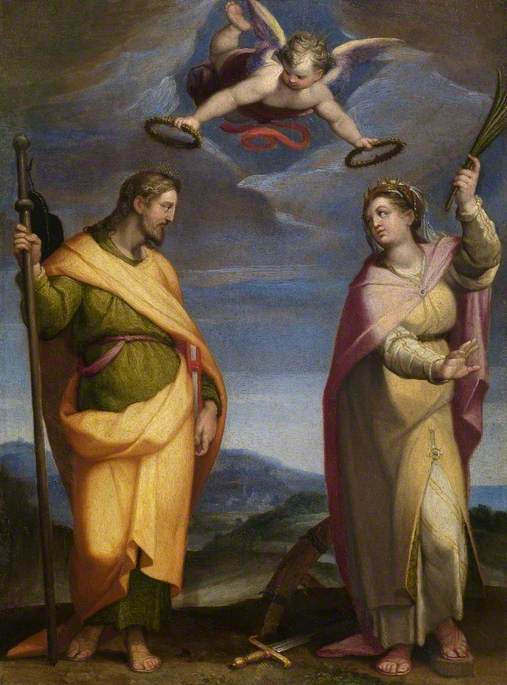 Wikioo.org – L'Enciclopedia delle Belle Arti - Pittura, Opere di Orazio Samacchini - santo james importanti  e le  santo  Caterina d Alessandria