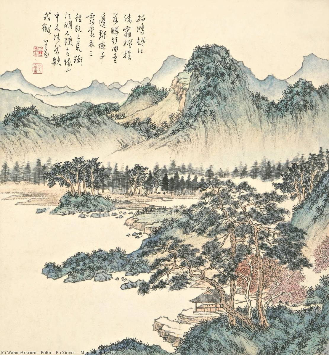 WikiOO.org - Енциклопедия за изящни изкуства - Живопис, Произведения на изкуството Puru ( Pu Xinyu) - Maples on the Isle