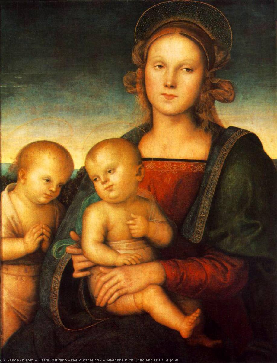 WikiOO.org – 美術百科全書 - 繪畫，作品 Pietro Perugino (Pietro Vannucci) -  麦当娜  与  孩子 和  小  圣  约翰