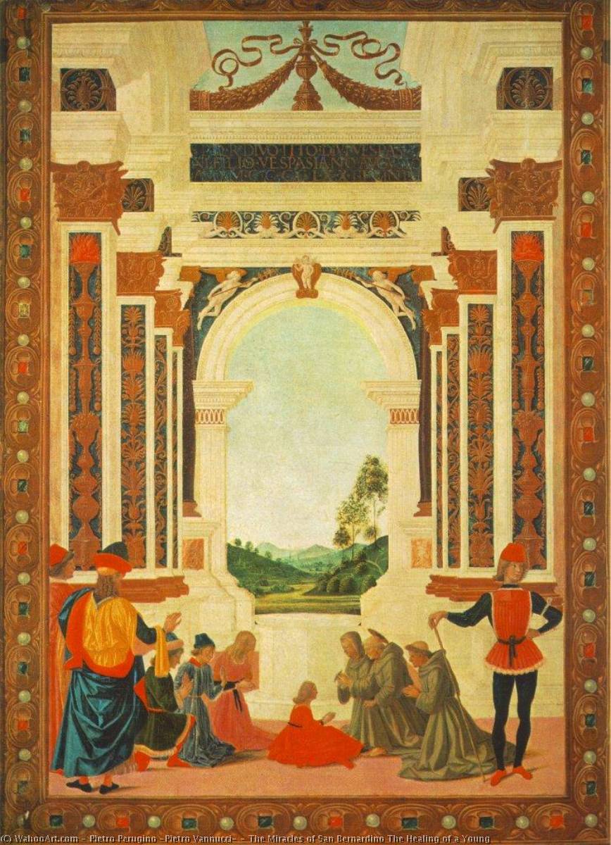 Wikioo.org - สารานุกรมวิจิตรศิลป์ - จิตรกรรม Pietro Perugino (Pietro Vannucci) - The Miracles of San Bernardino The Healing of a Young