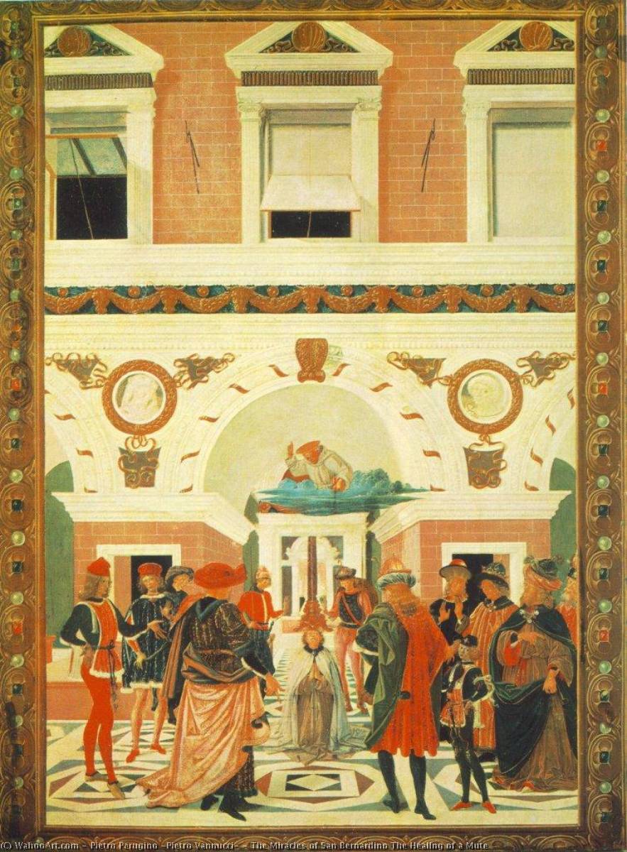 Wikioo.org – L'Enciclopedia delle Belle Arti - Pittura, Opere di Pietro Perugino (Pietro Vannucci) - i miracoli di san Bernardino la guarigione di un Muto