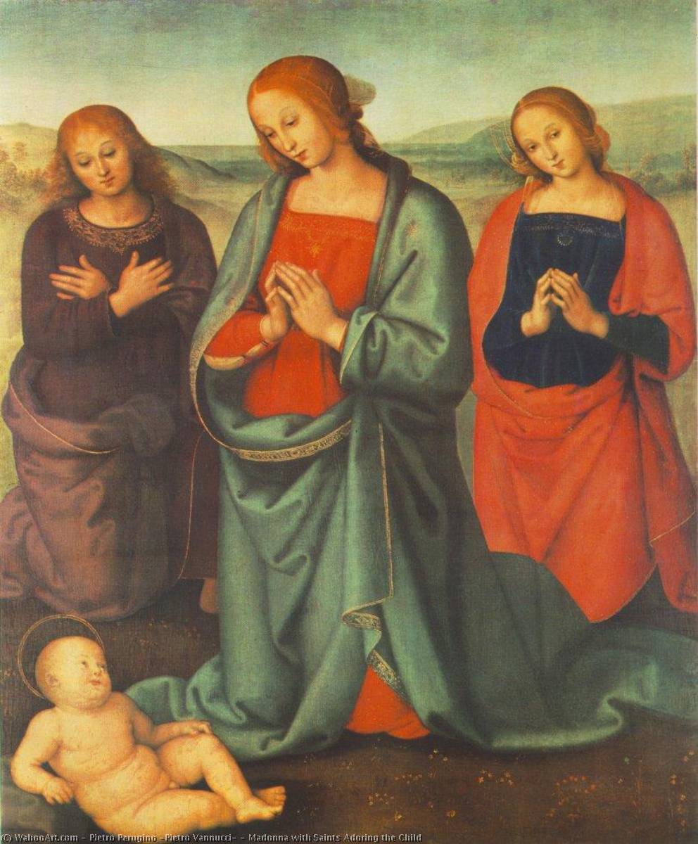 WikiOO.org – 美術百科全書 - 繪畫，作品 Pietro Perugino (Pietro Vannucci) - 麦当娜与 圣人  崇拜  的  孩子
