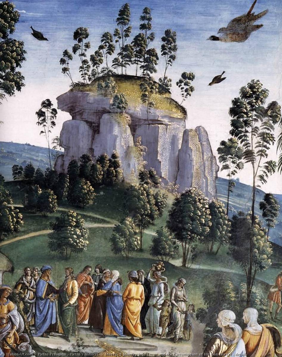 WikiOO.org – 美術百科全書 - 繪畫，作品 Pietro Perugino (Pietro Vannucci) - Moses's 旅程 成 埃及  和 割礼  他 儿子 埃利泽 ( 详细 )