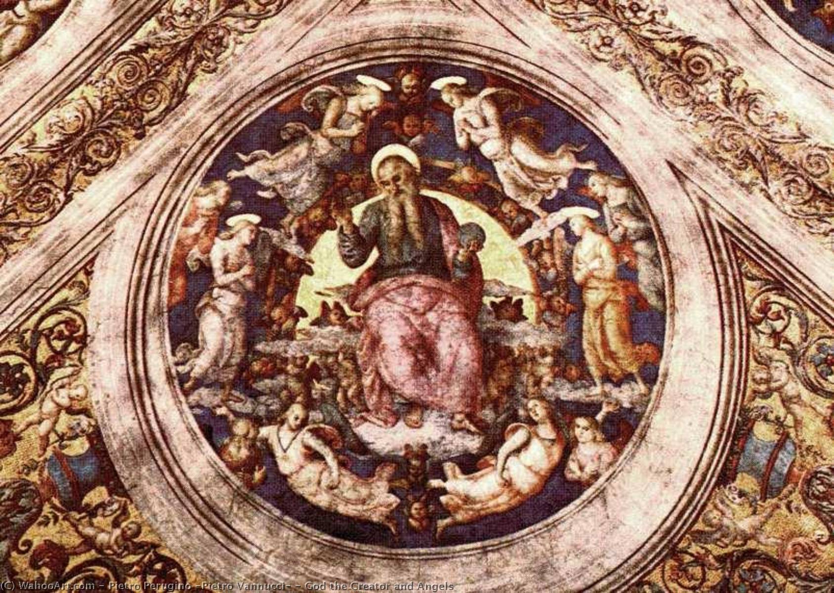 Wikioo.org – L'Enciclopedia delle Belle Arti - Pittura, Opere di Pietro Perugino (Pietro Vannucci) - dio Antartico  creatore  e le  angeli