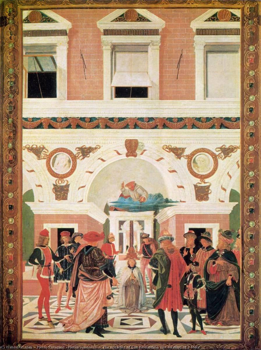 Wikioo.org - Bách khoa toàn thư về mỹ thuật - Vẽ tranh, Tác phẩm nghệ thuật Pietro Perugino (Pietro Vannucci) - The Miracles of San Bernardino The Healing of a Mute