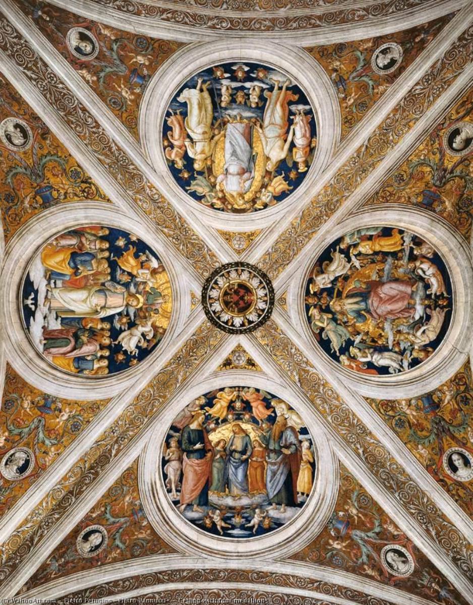 Wikioo.org - The Encyclopedia of Fine Arts - Painting, Artwork by Pietro Perugino (Pietro Vannucci) - Ceiling with four medallions