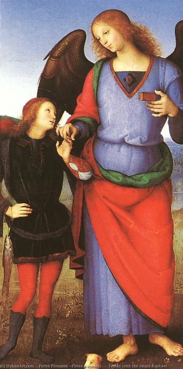 Wikioo.org - สารานุกรมวิจิตรศิลป์ - จิตรกรรม Pietro Perugino (Pietro Vannucci) - Tobias with the Angel Raphael