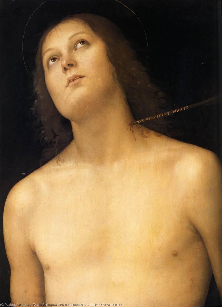 Wikioo.org - The Encyclopedia of Fine Arts - Painting, Artwork by Pietro Perugino (Pietro Vannucci) - Bust of St Sebastian