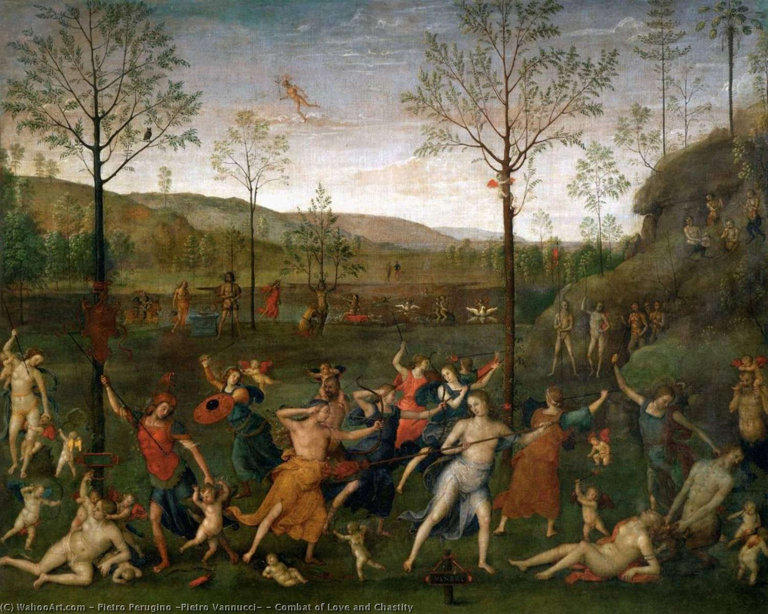 Wikioo.org - The Encyclopedia of Fine Arts - Painting, Artwork by Pietro Perugino (Pietro Vannucci) - Combat of Love and Chastity