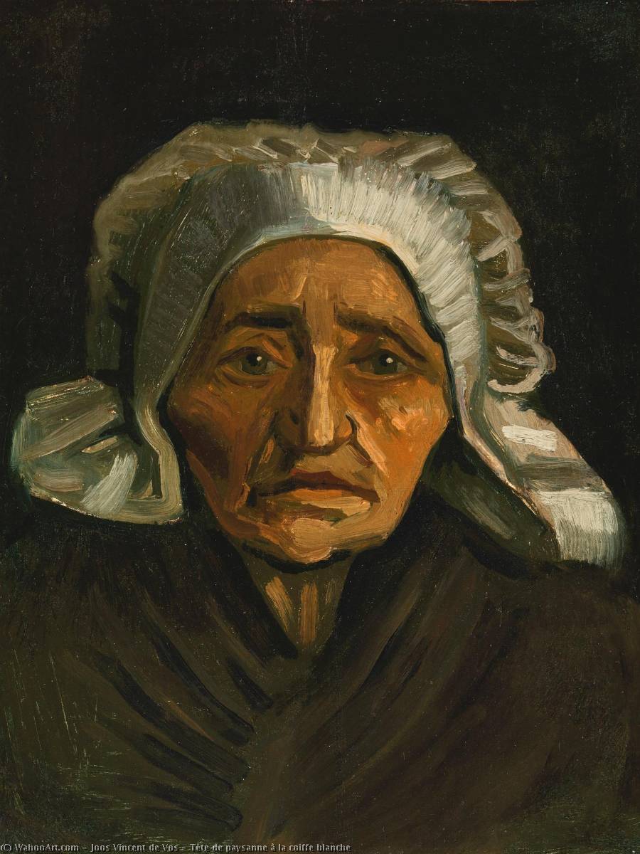 Wikioo.org - The Encyclopedia of Fine Arts - Painting, Artwork by Joos Vincent De Vos - Tête de paysanne à la coiffe blanche