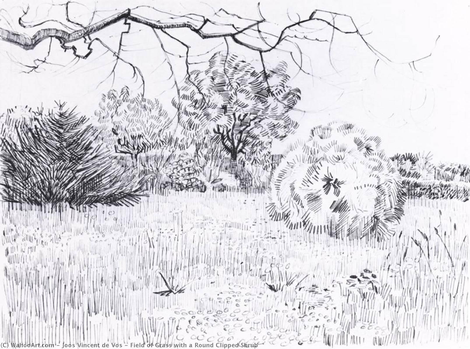 Wikioo.org – La Enciclopedia de las Bellas Artes - Pintura, Obras de arte de Joos Vincent De Vos - campo de hierba  enestado  Un  redondo  Cortado  arbusto