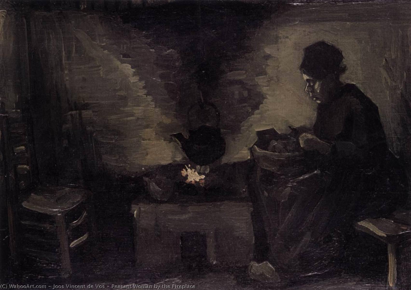 WikiOO.org - 百科事典 - 絵画、アートワーク Joos Vincent De Vos - 農民 女性 で  ザー  暖炉