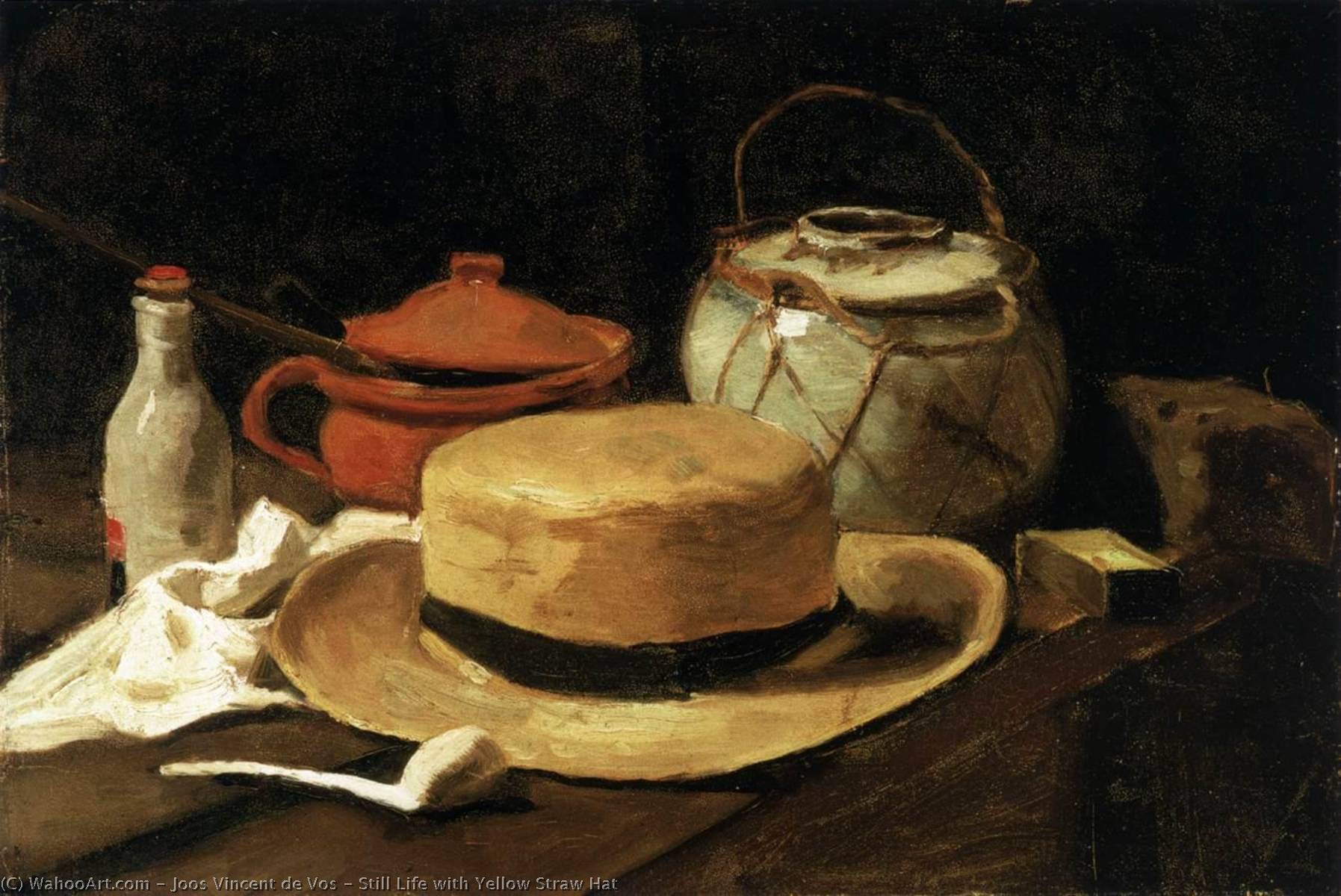 WikiOO.org - Enciclopédia das Belas Artes - Pintura, Arte por Joos Vincent De Vos - Still Life with Yellow Straw Hat