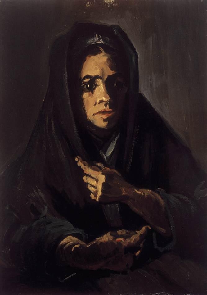 Wikioo.org - The Encyclopedia of Fine Arts - Painting, Artwork by Joos Vincent De Vos - Head of a Peasant Woman in a Green Shawl