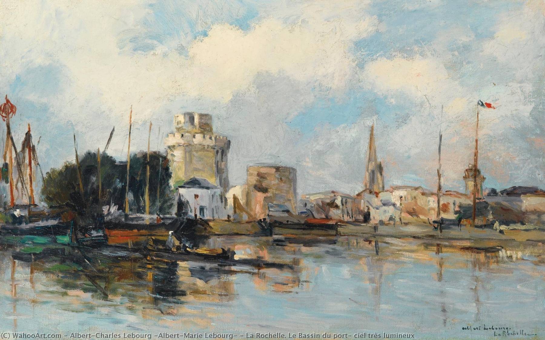 Wikioo.org - The Encyclopedia of Fine Arts - Painting, Artwork by Albert-Charles Lebourg (Albert-Marie Lebourg) - La Rochelle. Le Bassin du port, ciel très lumineux