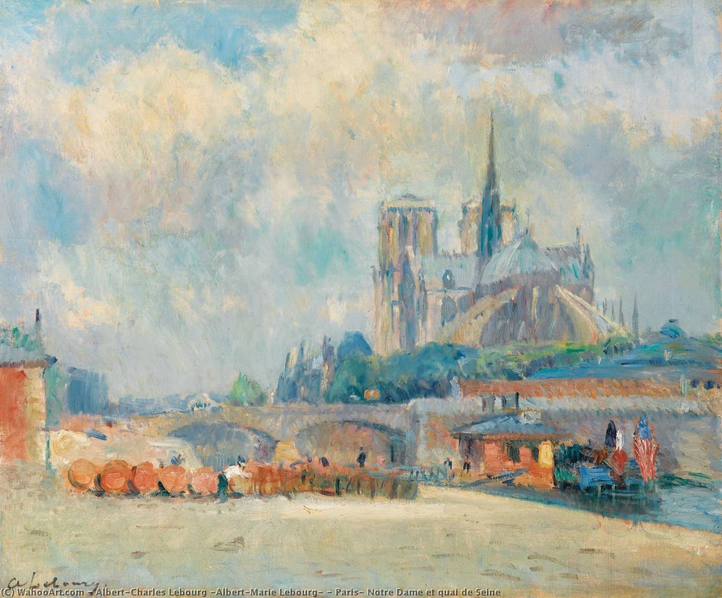 Wikioo.org - The Encyclopedia of Fine Arts - Painting, Artwork by Albert-Charles Lebourg (Albert-Marie Lebourg) - Paris, Notre Dame et quai de Seine