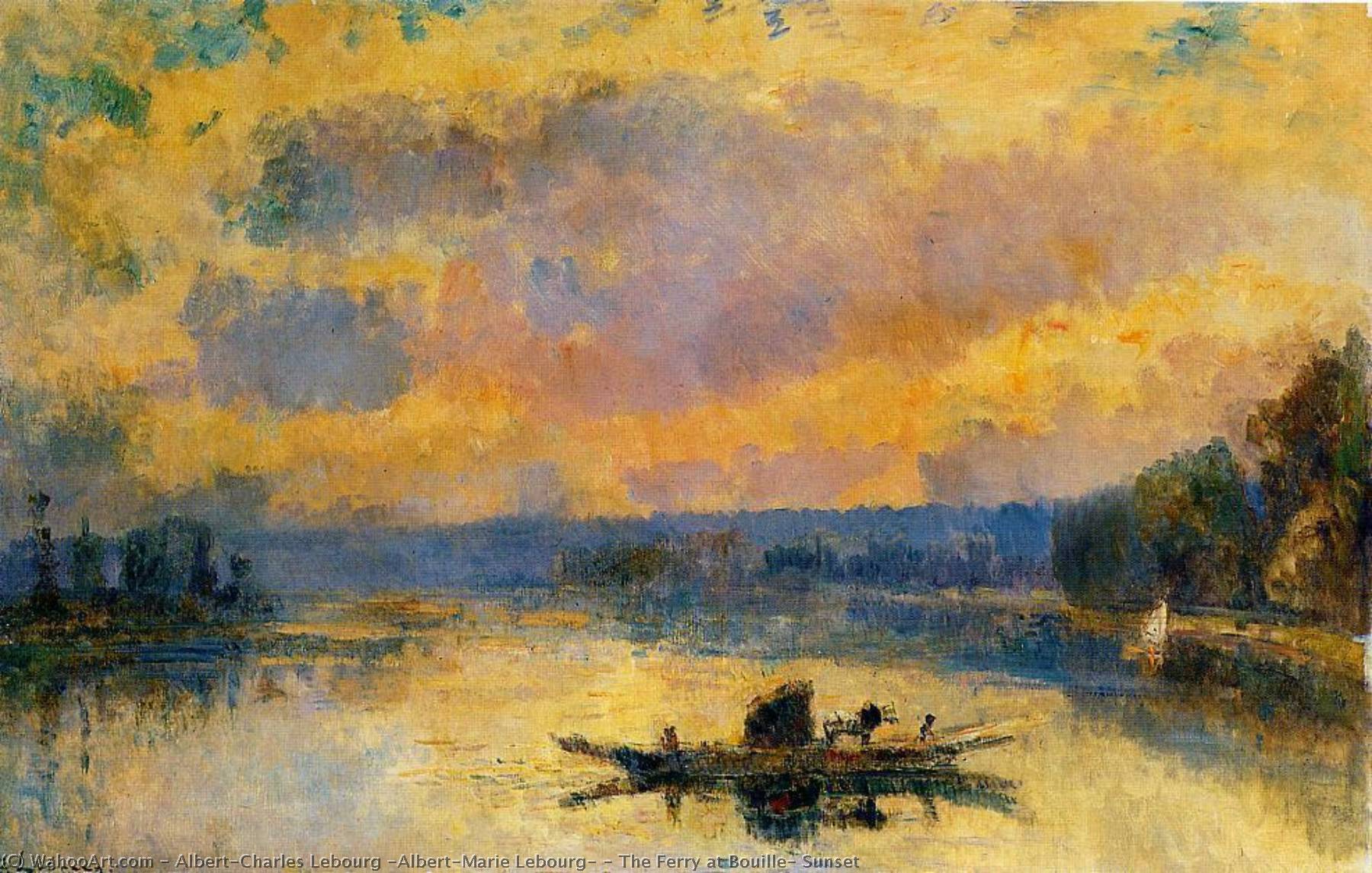 Wikioo.org - The Encyclopedia of Fine Arts - Painting, Artwork by Albert-Charles Lebourg (Albert-Marie Lebourg) - The Ferry at Bouille, Sunset